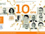 affiche de la MSA : "merci aux femmes et hommes qui font vivre BULLE D'AIR depuis 10 ans", avec une mosaïque de portraits en noir et blanc