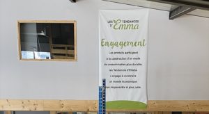 Les Tendances d'Emma : panneau présentant leurs engagements