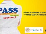 affiche pour le PASS de Bourg : "Elèves de terminale, faites votre 1ère année santé à Bourg en Bresse !"