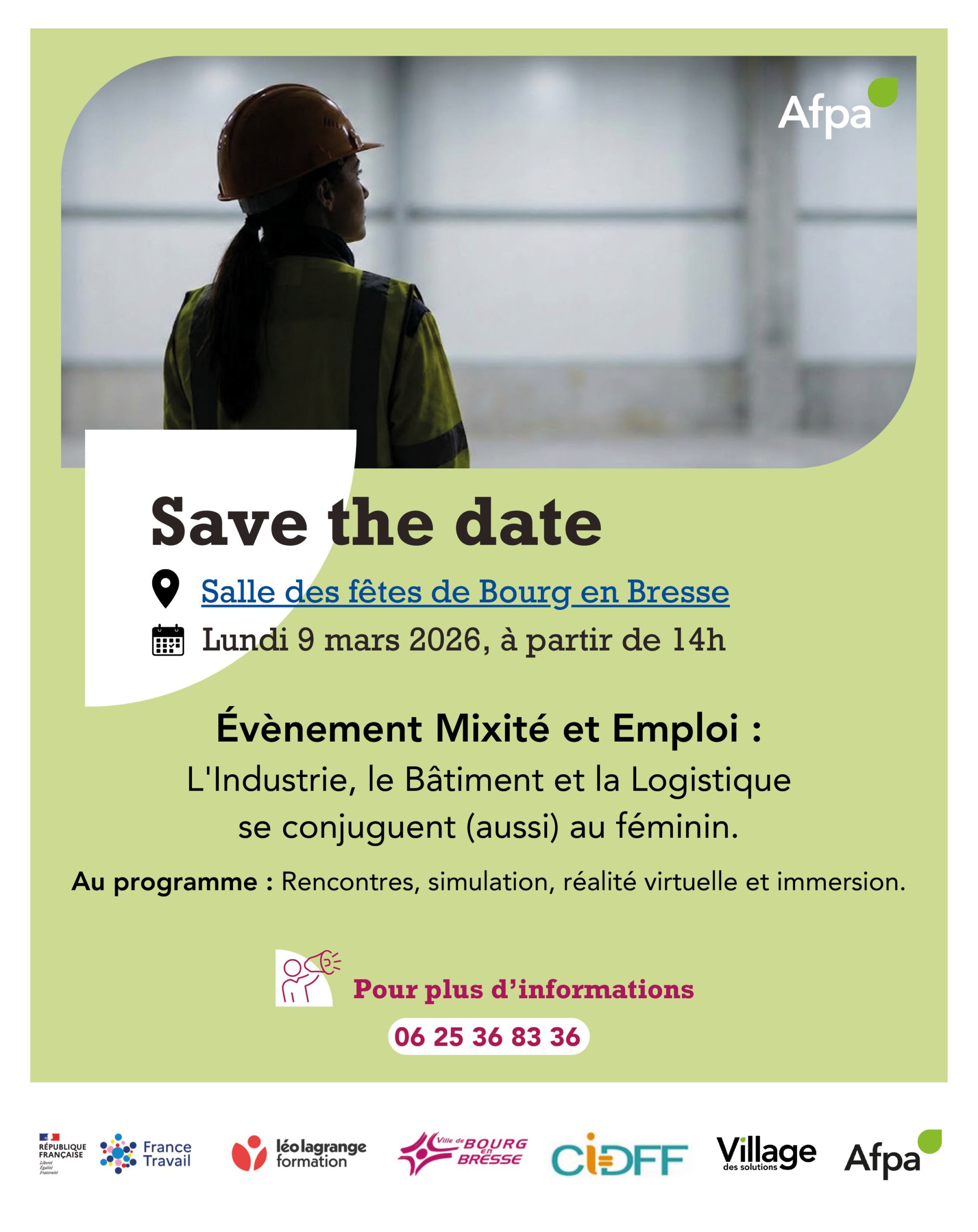 Flyer AFPA Mixité et emploi Bourg-en-Bresse -9 mars 2026