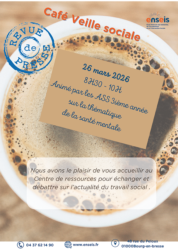 Affiche Café Veille Sociale -  26 mars Bourg-en-Bresse